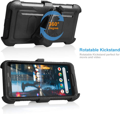 A10E Case, for Samsung Galaxy A10E Full Body Armor Rugged Holster Defender Hybrid Tough Case with 360 Swivel Belt Clip Kickstand & Built in Screen...