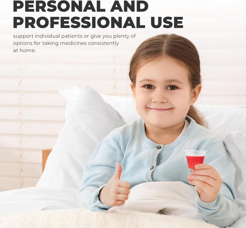 Graduated 1 oz. Plastic Medicine Cups, Detailed Liquid Measurements for Medications, Clear Containers, Disposable or Reusable, Supports Adults and...