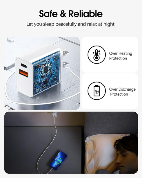 UDATON USB C Charger, Apple Watch Charger, PD Dual Port Type C Power Adapter Block Cube Compatible for New Apple Watch Series 9 8, iPhone 15/15 Pr...
