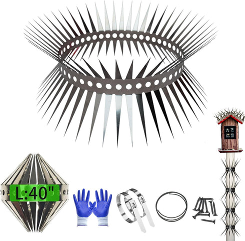Bird Spikes, Squirrel Spikes for Bird Feeder Pole Arbitrary Bending and Winding Properties Avoided Raccoons and Squirrels Climbing Fences. (Size 4...