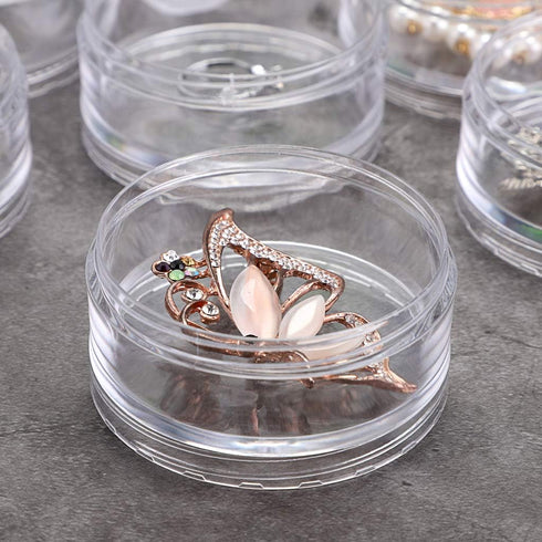 Hipiwe 2 Packs 5 Slot Clear Plastic Round Storage Jars - Art Craft Accessory Organizer Box Jewelry Beads Sewing Pills Container Holder for Storage...