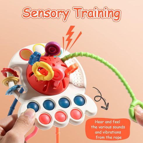 Montessori Toys for 1 Year Old, Sensory Toys for Babies, Food Grade Silicone Pull String Activity Toy, Fine Motor Toys, Baby Travel Toys, Toddler ...