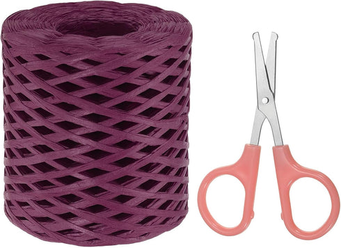 PATIKIL Raffia Paper Craft Ribbon Assortment Kit, Natural Raffia String with Scissor for Gifts, Flower Bouquets, Decoration, Burgundy, 218 Yards...