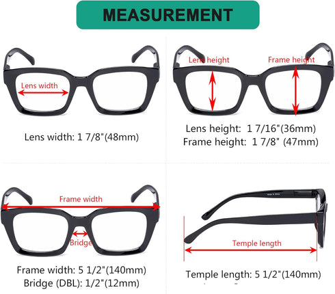 Eyekepper Ladies Reading Glasses - Oversized Square Design Readers for Women Black...