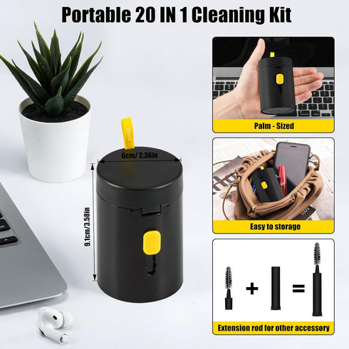 Computer Keyboard Cleaner Kit, Laptop Screen Cleaning Spray for iPhone AirPods Cell Phone MacBook iPad Pro, 20-in-1 Electronic Clean Brush Tool fo...