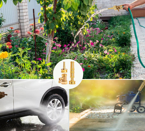 Solid Brass Heavy Duty Adjustable Twist Hose Nozzle,CM CUMIZON Jet Sweeper Nozzle, High Pressure Hose Nozzle with On-Off Valve, Leak-Free Operatio...
