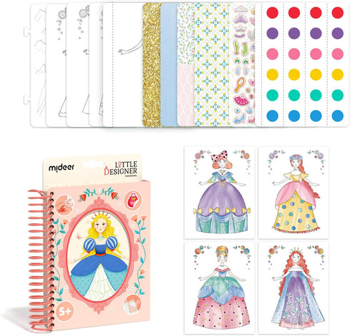 MiDeer Fashion Design Sketchbook with Watercolor Painting, Princess Dress-up Activity Book with Stencils and Stickers, Fashion Designer Kits for K...