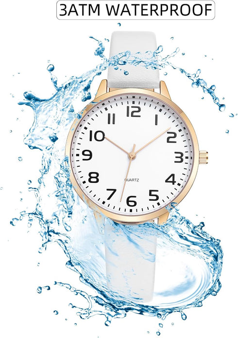 Women Watches Leather Mesh Strap Round Case Analog Fashion Ladies Wrist Watches...
