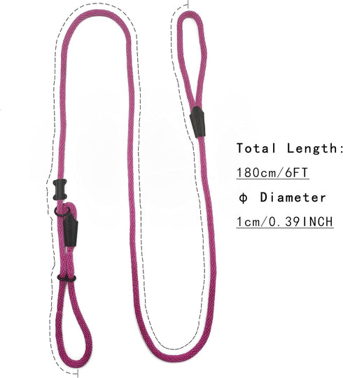 Multifunctional Figure 8 Padded Head Halter Walking Training Leather Stopper Slip Lead Dog Rope Leash (Hot Pink)...