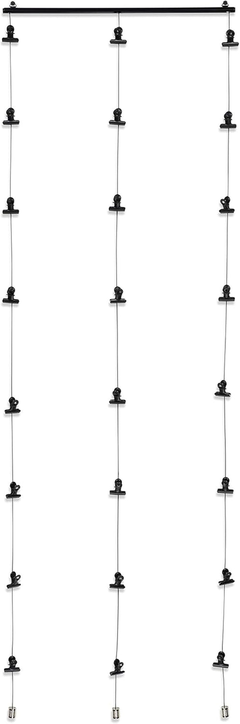 You Have Space WAJER Picture Hanging Kit with 24 Magnetic Clips for Pictures, Polaroids, Kids Crafts and Artwork, Metal Black...
