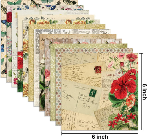 24 Sheets Floral Pattern Paper, Floral Patterned Cardstock Paper 6" x 6" Scrapbooking Supplies Paper Decorative Craft Paper for DIY Card Making Ph...