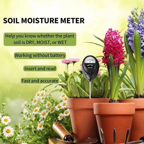 Soil Moisture Meter,Soil Hygrometer for Plants, Soil Water Gauge Meter Indoor Outdoor, Soil Moisture Sensor for Garden, Lawn, Farm Plants Care(Bla...