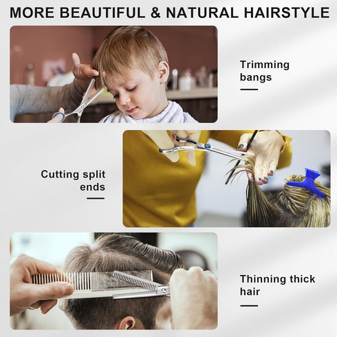 Hair Cutting Scissors and Thinning Shears, 6.5in Professional Stainless Steel Barber Scissors with Sharp Blades, Ergonomic Hairdressing Scissors f...
