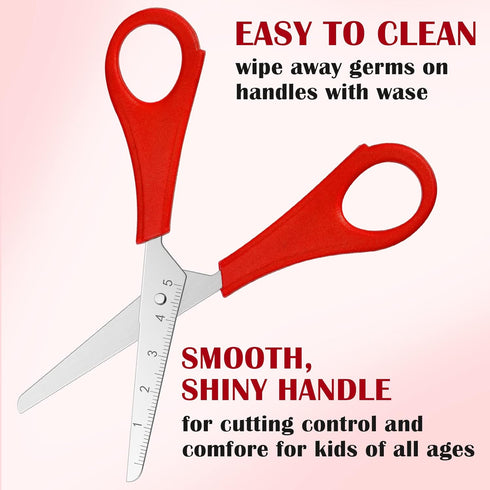 50 Pieces Kids Scissors Bulk, 5 Inch Blunt Tip Scissors Stainless Steel Safety Scissors with Comfort Grip Handles for Kindergarten Primary School ...
