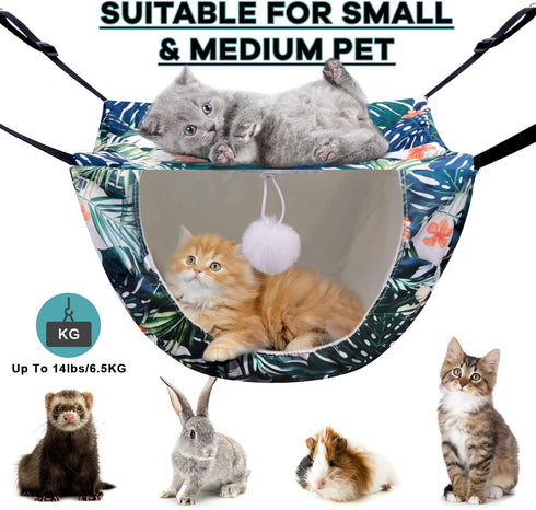 Cat Cage Hammock, Double Layer Soft Plush Hanging Pet bed, Suitable for Indoor Cats Kitten Ferret Hamster Rabbit or Small Animals, 2 Level Comfort...