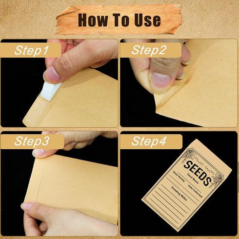 100pcs Seed Packets Envelopes - Seed Storage Envelopes - Vegetable Seeds Saving Envelopes - Self Sealing Kraft Envelopes for Seed Organizer - 3.1 ...