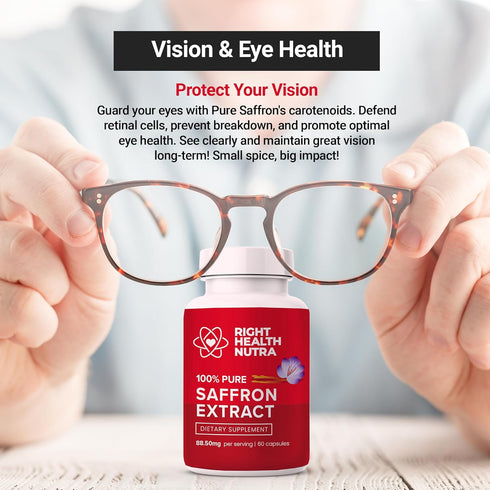 Saffron Extract 88.50mg - 60 Capsules - 100% Pure Saffron Supplements - Saffron Capsules - Saffron Supplements - Improves Mood - Saffron Pills for...