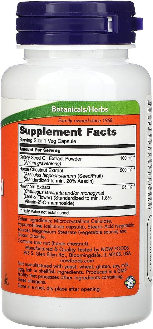 NOW Supplements, Celery Seed Extract, plus Horse Chestnut and Hawthorn Extracts, 60 Veg Capsules...
