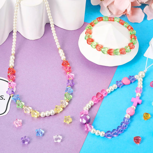 480Pcs Transparent Acrylic Beads Set Heart Star Plastic Spacer Beads Colorful Pony Loose Beads for DIY Necklace Bracelet Jewelry Making Supplies...