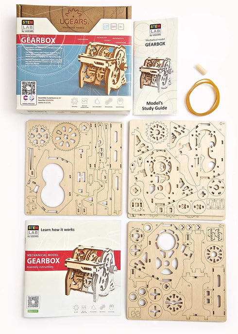 UGEARS STEM Gearbox Model Kit - Creative Wooden Model Kits for Adults, Teens and Children - DIY Mechanical Science Kit for Self Assembly - Unique ...
