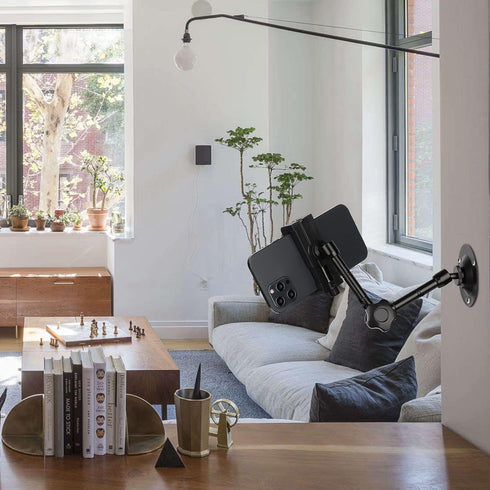 Phone Wall Mount Holder Bracket Magic Arm and Clamp, Compatible with 3.5-6.7'' iPhone/Samsung Galaxy/Nexus/HTC/LG Most Mobile Cell Phone Smart Pho...