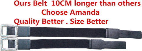 Belts for Women with Big Rhinestone Square Buckle -Wide Elastic Waist Dressy Strentch Waistbands Belt...