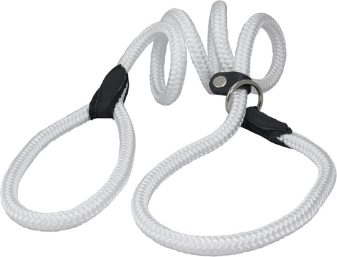 Dogs My Love Nylon Rope Slip Dog Lead Collar and Leash British Style 4ft Long (Large: 0.4" (10mm), White)...