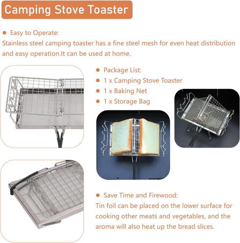 Camping Toaster, Foldable Portable Durable Wearable Stovetop Toaster Convenient Practical for Picnic...