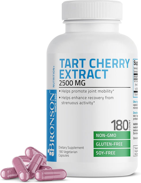 Bronson Tart Cherry Extract 2500 mg Vegetarian Capsules with Antioxidants and Flavonoids Non-GMO, 180 Count...