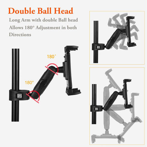 Peastrex Ipad Holder for Mic Stand, Tablet Phone Holder Micophone Music Stand Mount Adjustable Rotatabe with Super Handle Clamp for iPad Pro 12.9 ...