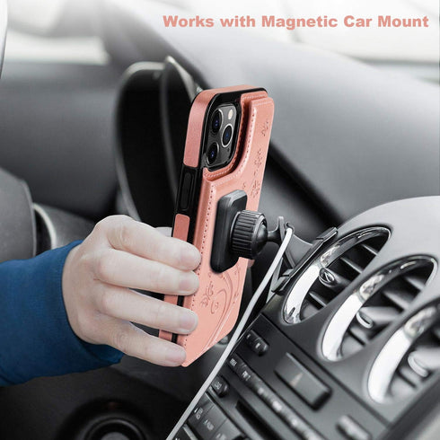 Vaburs Compatible with iPhone 12 Pro Max Case Wallet with Card Holder,Embossed Butterfly Pattern PU Leather Double Magnetic Buttons Flip Shockproo...