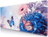 Butterfly Flower Desk Pad, Rubber Base Mousepad with Stitched Edges, Daisies Floral Deskmat for Office, Home, Pink and Blue XL Large Gaming Keyboa...