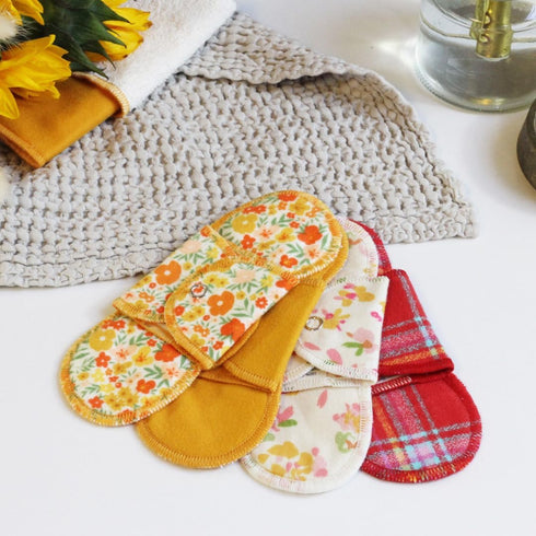 GladRags Reusable Pantyliner (3-Pack) - 100% Cotton Reusable Menstrual Pads, Washable Absorbent Pantyliners, Light Flow Period Pads, Washing Machi...