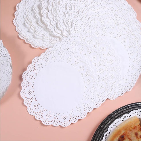 10 inch Round Paper Doilies/Lace Paper Placemats/Disposable Greaseproof Doilies,White,Pack of 100...