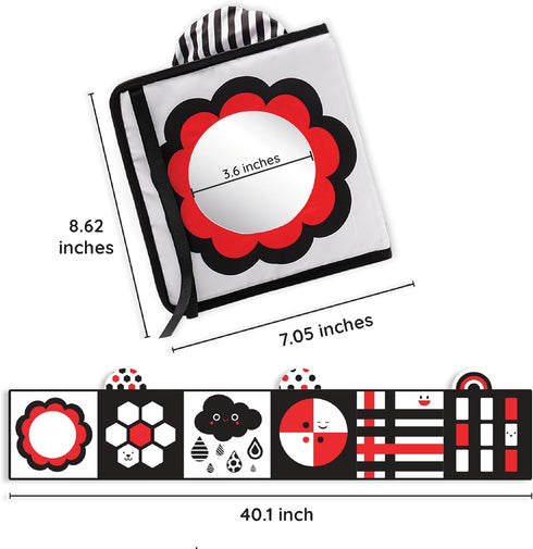 Black and White Baby Toys – High Contrast Soft Sensory Book with Mirror for Newborn Development, Perfect Tummy Time Toy for Infants 0-12 Months...