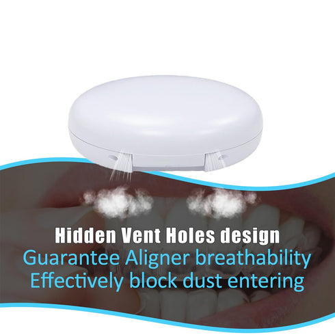 Retainer Case,Cute Slim Aligner Case Compatible with Invisalign,Retainer Holder with Aligner Remover Tool, Chew & Brush,Rope Bag (White Outside Cy...