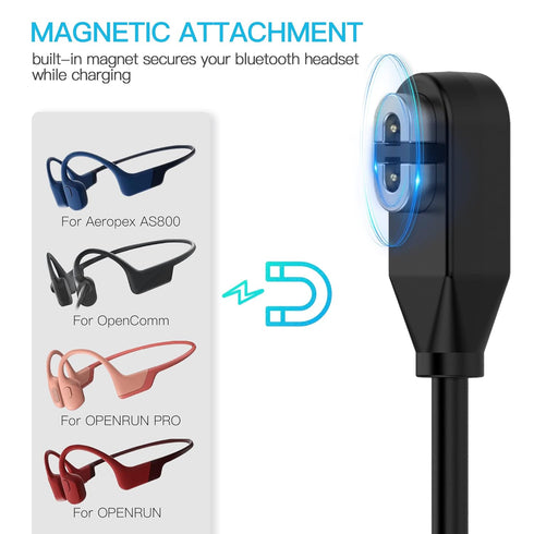 AWINNER 2 Pack Compatible for Shokz Charging Cable,Magnetic Charger Cord Compatible for Aftershokz Aeropex AS800,Shokz OpenRun Pro,OpenRun,OpenRun...