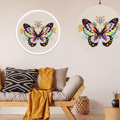 Tolovis Animal Butterfly Embroidery Kits for Beginners with Floral Patterns Pattern, Easy DIY Craft Punch Needle Starter Cross Stitch Kit DIY Need...