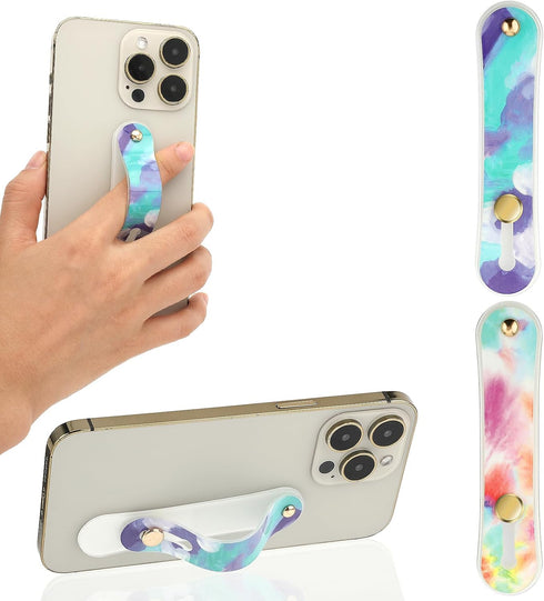 2Pcs Phone Loop Finger Holder, Silicone Phone Grip Phone Finger Strap Stand Universal Portable Finger Kickstand for Most Smartphones (2pcs-Colorfu...