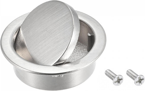 uxcell Finger Flush Pull Handle Outer Dia. 42mm/1.65" Brushed Silver with Screw...