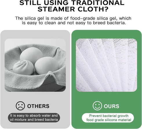 10 Pcs 10 inch Non-stick Silicone Steamer Mesh Mat, Reusable Bamboo Steamer Liner Pad, Round Silicone Steamer Liners, Dim Sum Mesh Round Dumplings...