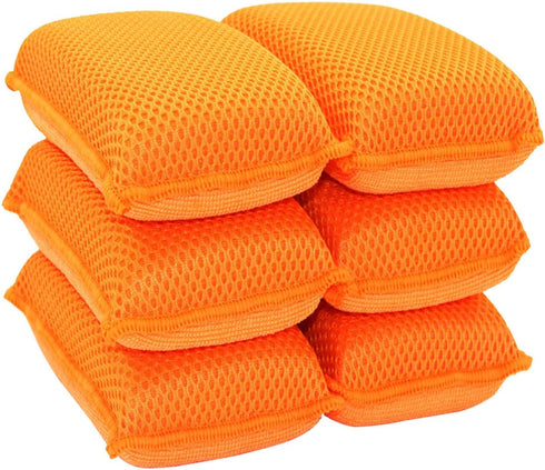 Commercial Miracle Microfiber Kitchen Sponge by Scrub-It - Large - Non-Scratch Heavy Duty Dishwashing Cleaning sponges- Machine Washable- (Orange,...