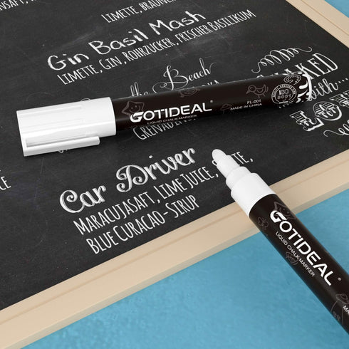 GOTIDEAL White Liquid Chalk Markers, 12 Pack Chalkboard Markers, Chalk Pens for Car Windows, Signs, Blackboard, Glass Painting, Erasable 6mm Rever...