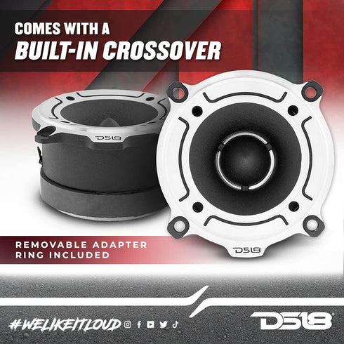 DS18 PRO-TW120 Super Bullet Tweeter in Silver 3" Aluminum Frame and Diaphragm 240W Max 120W RMS 4 Ohms Built in Crossover - PRO Tweeters are The B...