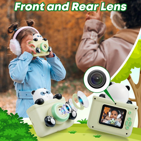 Kids Camera Cute Panda Camera for Kids Toddler Camera for 3 4 5 6 7 8 9 10 11 12 Year Old Girls/Boys Gifts?1080P HD Kids Digital Video Camera with...