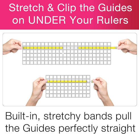 Guidelines4Quilting Quilt Ruler Upgrade Kit for 12 Inch and 24 Inch Rulers, Cut Accurate Strips and Squares Even in 1/8 Inch Increments with No Fa...
