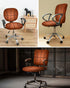 Computer Office Chair Cover,Basketball Texture Brown Washable Removable Rotating Boss Chair Slipcovers Soft Desk Chair Cover 1pcs...