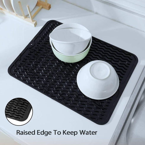 Silicone Dish Drying Mat for Multiple Usage, Easy clean, Eco-friendly, Heat-resistant Silicone Mat for Kitchen Counter, Sink, Refrigerator, drawer...