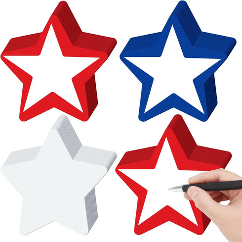 150 Pcs Star Creative Cutouts Paper 4 Inches Star Bulletin Board Decorations Red White and Blue 4th of July Classroom Die Cuts for Independence Da...