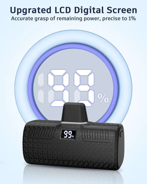 Portable Charger for iPhone, Built-in MFi Certified Connector, Fast Charging (22W) LCD Digital Display Cute Power Bank, Portable Phone Charger Bat...